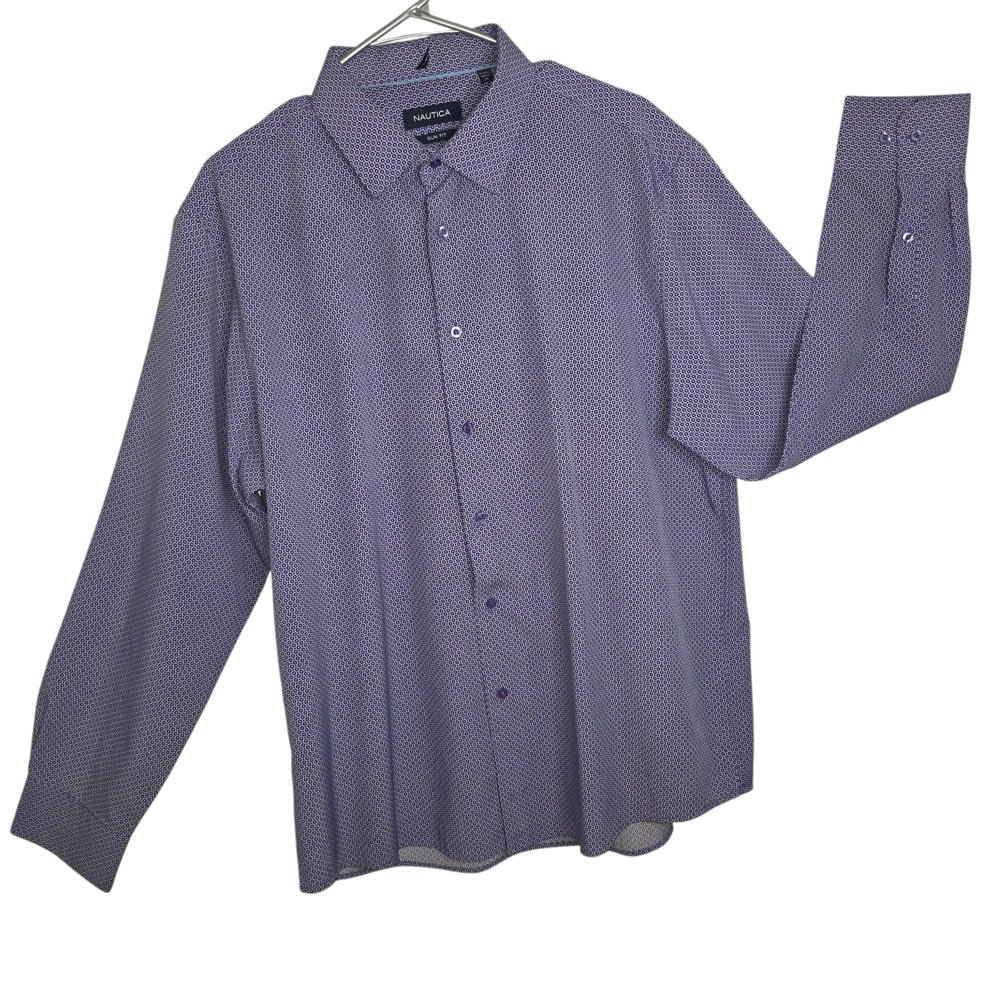 Nautica Men's Casual Purple Button-Down Shirt